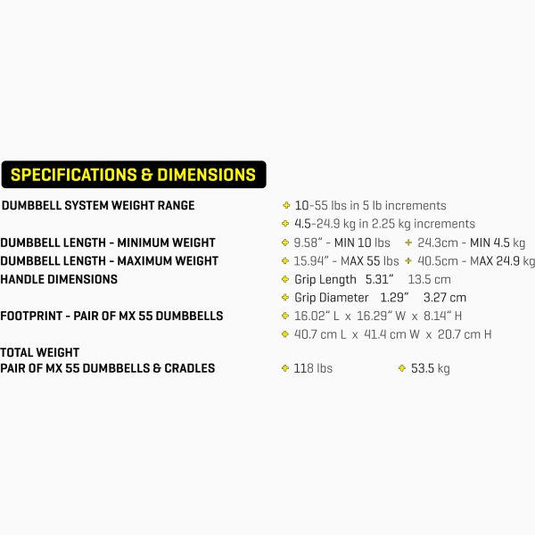 Reguliuojamo svorio hanteliai MX55 2x 4-25 kg (2 vnt.) + stovas