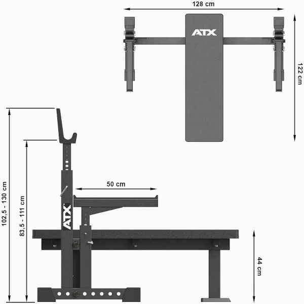 Profesionalūs štangos spaudimo suoliukas su stovais ATX Fitness OBX-700 PRO