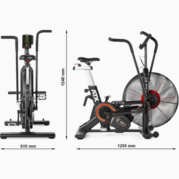 CrossFit" dviratis treniruoklis su oro pasipriešinimu ATX Fitness Air Power Bike LCD