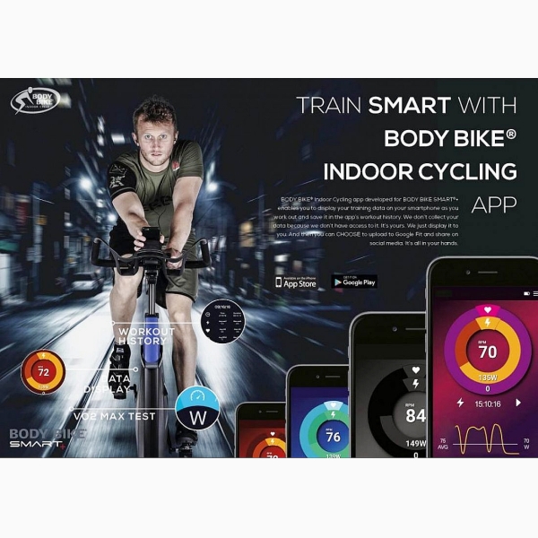 Profesionalus "premium" dviratis treniruoklis - spineris (watts) Body Bike Smart+ Black PRO