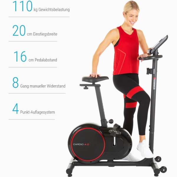 Dviratis treniruoklis su rankiniu (mechaniniu) valdymu Cardio 4.0 LCD Dviratis treniruoklis su rankiniu (mechaniniu) valdymu Cardio 4.0 LCD
