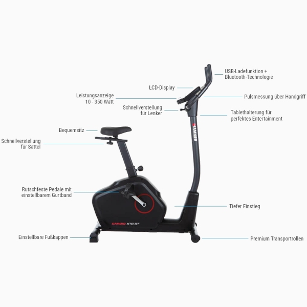 Dviratis treniruoklis Hammer Cardio XT6 BT LCD