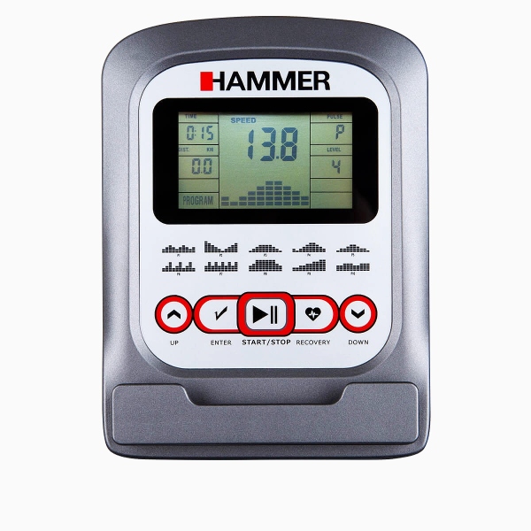 Horizontalus sulankstomas dviratis treniruoklis ergometras Hammer CleverFold RC5 LCD