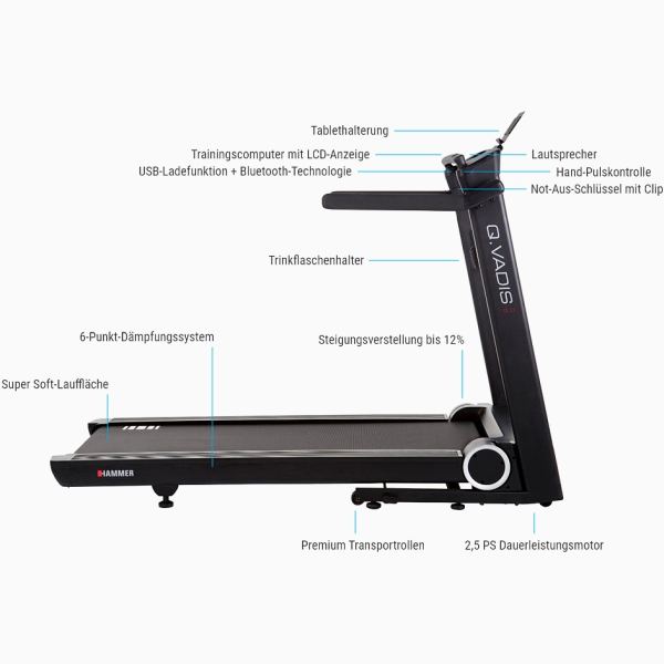 Bėgimo takelis Hammer Q. Vadis 5.0 LCD Bėgimo takelis Hammer Q. Vadis 5.0 LCD