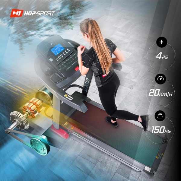 Sulankstomas bėgimo / ėjimo takelis + vibro diržas Hop-Sport Ultima HS-4000LB LED