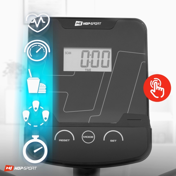 Horizontalus dviratis treniruoklis su rankiniu (mechaniniu) valdymu Hop-Sport Pulse HS-060LS LCD Horizontalus dviratis treniruoklis su rankiniu (mechaniniu) valdymu Hop-Sport Pulse HS-060LS LCD