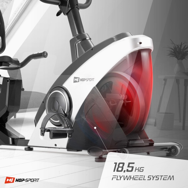 Komfortiškas horizontalus dviratis treniruoklis - ergometras Hop-Sport Helix HS-070LS LED