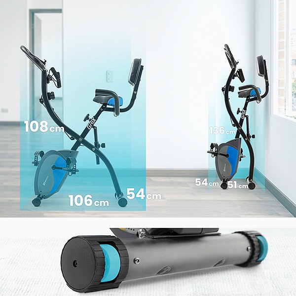 Komfortiškas sulankstomas dviratis treniruoklis su nugaros atlošu ir gumom Hop-Sport Grix HS-3010XB LCD Komfortiškas sulankstomas dviratis treniruoklis su nugaros atlošu ir gumom Hop-Sport Grix HS-3010XB LCD