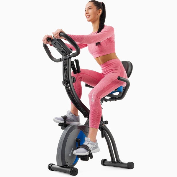 Komfortiškas sulankstomas dviratis treniruoklis su nugaros atlošu ir gumom Hop-Sport Grix HS-3010XB LCD Komfortiškas sulankstomas dviratis treniruoklis su nugaros atlošu ir gumom Hop-Sport Grix HS-3010XB LCD