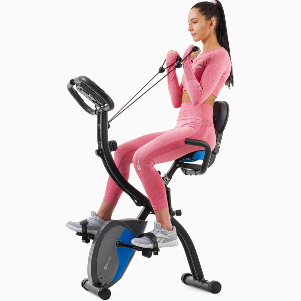 Komfortiškas sulankstomas dviratis treniruoklis su nugaros atlošu ir gumom Hop-Sport Grix HS-3010XB LCD