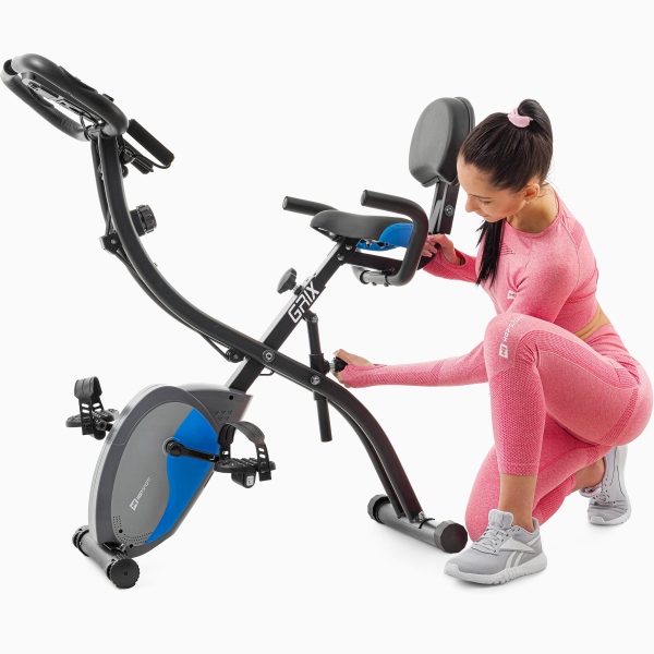 Komfortiškas sulankstomas dviratis treniruoklis su nugaros atlošu ir gumom Hop-Sport Grix HS-3010XB LCD Komfortiškas sulankstomas dviratis treniruoklis su nugaros atlošu ir gumom Hop-Sport Grix HS-3010XB LCD