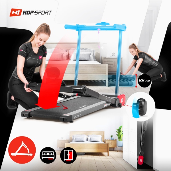 Kompaktiškai sulankstomas bėgimo takelis Hop-Sport Clip HS-900LB LED