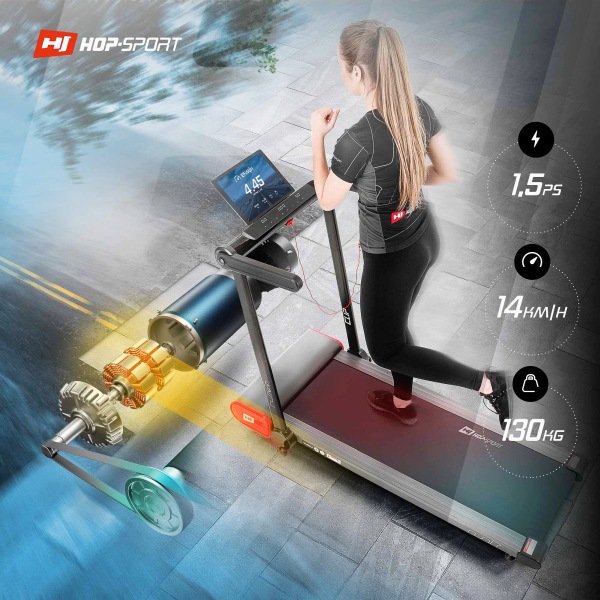 Kompaktiškai sulankstomas bėgimo takelis Hop-Sport Clip HS-900LB LED