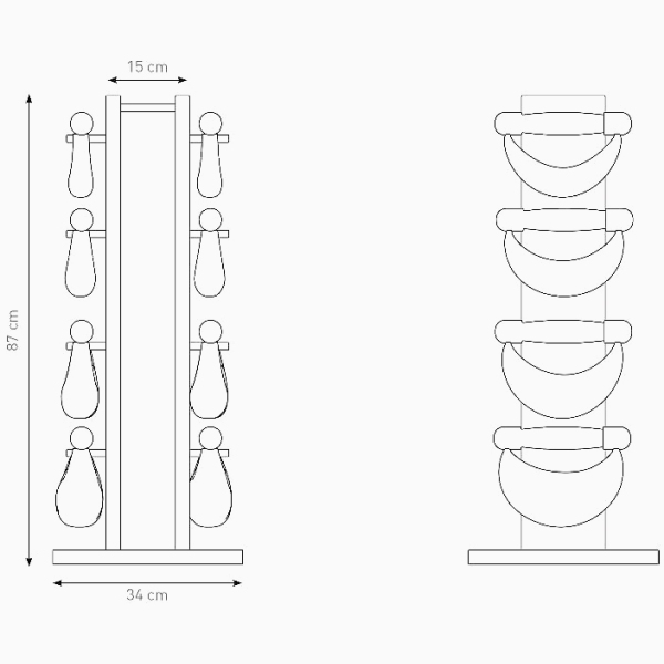 Hantelių rinkinys su stovu NOHrD Weights Tower Oak Wood Hantelių rinkinys su stovu NOHrD Weights Tower Oak Wood