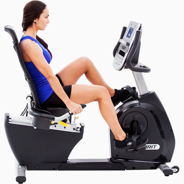 Horizontalus dviratis treniruoklis intensyvioms treniruotėms Spirit Fitness XBR95 LCD