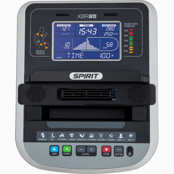 Horizontalus dviratis treniruoklis intensyvioms treniruotėms Spirit Fitness XBR95 LCD Horizontalus dviratis treniruoklis intensyvioms treniruotėms Spirit Fitness XBR95 LCD