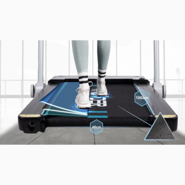 Kompaktiškas sulankstomas bėgimo / ėjimo takelis Thunder RunPad IMPACT-Silver LCD