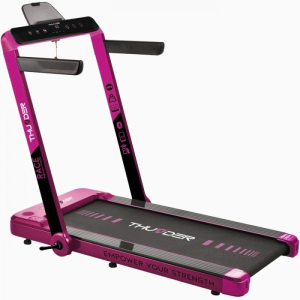 Kompaktiškas sulankstomas bėgimo / ėjimo takelis Thunder RunPad RACE-Pink LCD