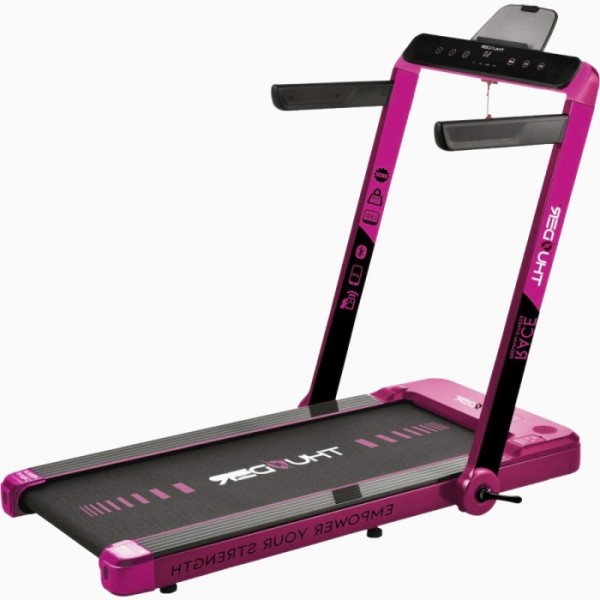 Kompaktiškas sulankstomas bėgimo / ėjimo takelis Thunder RunPad RACE-Pink LCD