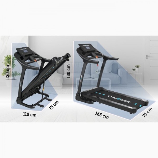 Sulankstomas bėgimo / ėjimo takelis Thunder Treadmill PHENOM-S-Black LCD