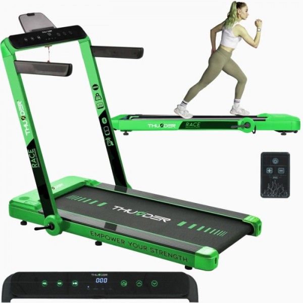 Kompaktiškas sulankstomas bėgimo / ėjimo takelis Thunder RunPad RACE-Green LCD