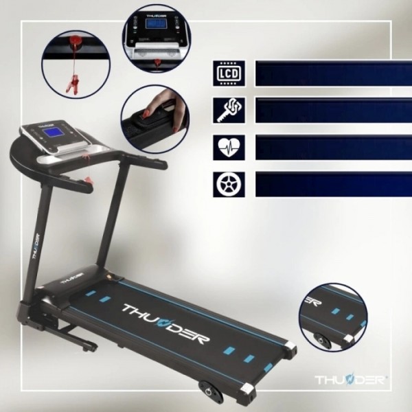 Sulankstomas bėgimo / ėjimo takelis Thunder Treadmill RAPID-Black LCD