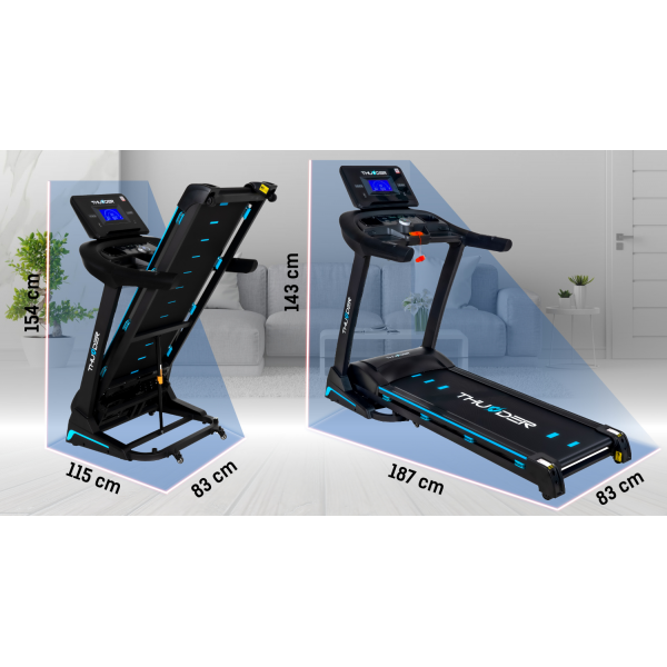 Sulankstomas bėgimo / ėjimo takelis Thunder Treadmill Core-S-BLACK LCD