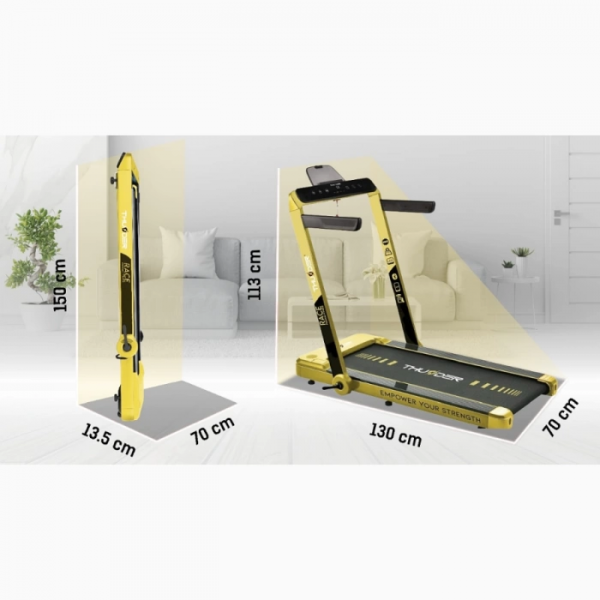 Kompaktiškas sulankstomas bėgimo / ėjimo takelis Thunder RunPad RACE-Gold LCD