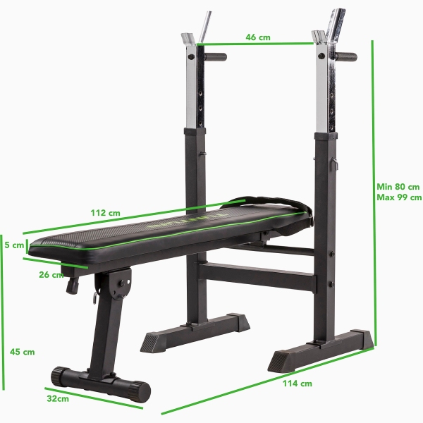 Sulankstomas štangos suoliukas su stovais Tunturi Bench WB-20 Sulankstomas štangos suoliukas su stovais Tunturi Bench WB-20