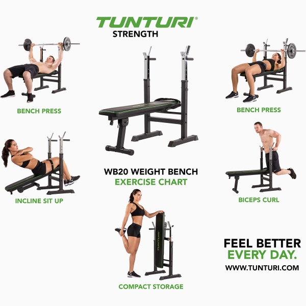 Sulankstomas štangos suoliukas su stovais Tunturi Bench WB-20 Sulankstomas štangos suoliukas su stovais Tunturi Bench WB-20