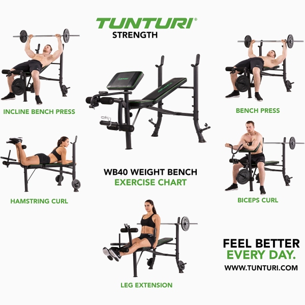 Štangos suoliukas su stovais Tunturi Bench WB40 Štangos suoliukas su stovais Tunturi Bench WB40